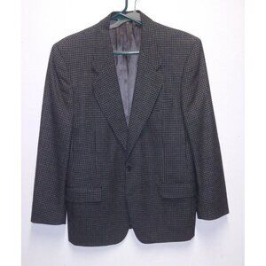 Mens LOUIS FERAUD Houndstooth sports coat jacket 40/42 Plaid Blazer  100% WOOL